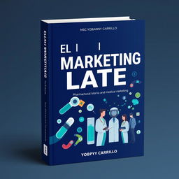 A horizontal book cover design for 'El Marketing Late' by Msc Yobanny Carrillo