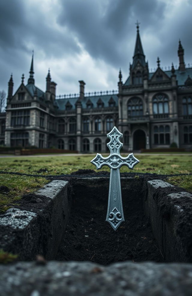 A large Victorian gothic lunatic asylum set in Ireland during the 1800s, featuring intricate architectural details typical of the era