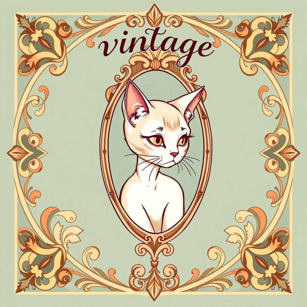 A 2D poster featuring a beautiful Art Nouveau pattern surrounding the perimeter