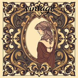 A 2D poster featuring a stunning Art Nouveau pattern surrounding the perimeter