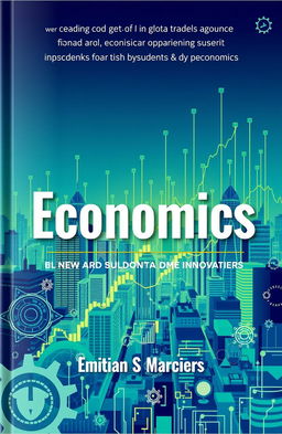 A visually striking cover for a modern economic book, featuring bold typography and imagery that represents themes of finance, global trade, and innovation