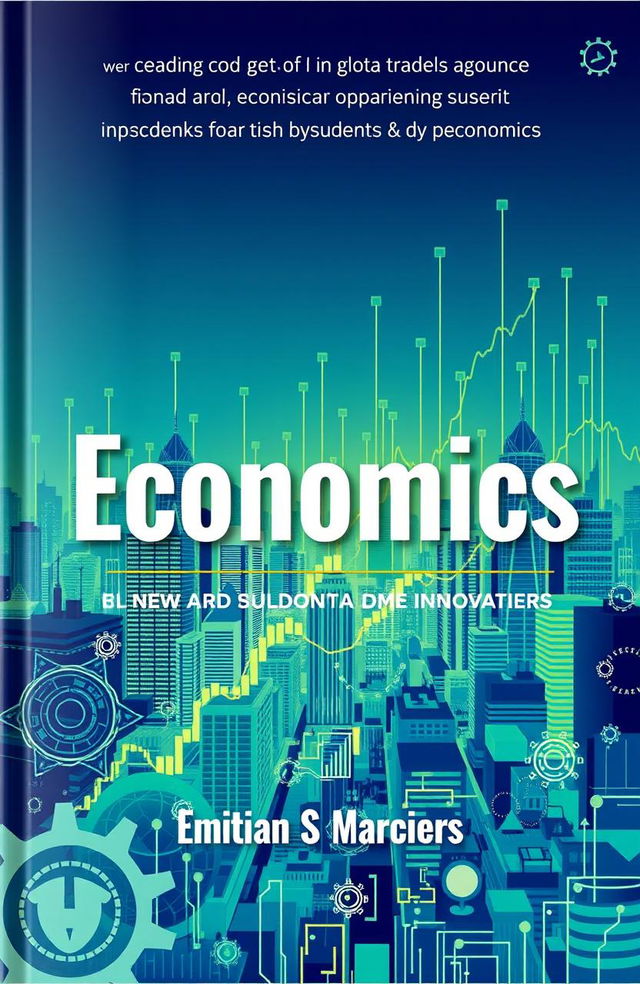 A visually striking cover for a modern economic book, featuring bold typography and imagery that represents themes of finance, global trade, and innovation