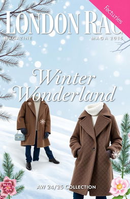 A vibrant and elegant cover page for London Rag's online magazine for January 2025, themed 'Winter Wonderland'