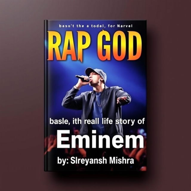 A captivating book cover design featuring the title "Rap God" in big, bold, and pointy font at the top center