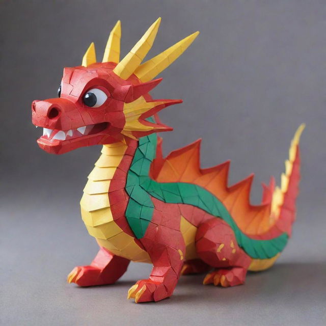 Craft a highly detailed, 3D Disney-style impression of a cute Chinese dragon. The dragon is joyously grasping solar panels and a battery, creating a playful yet profound image.