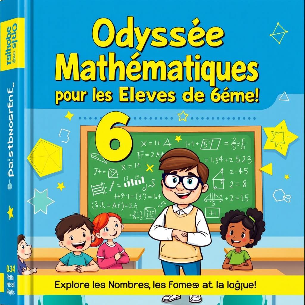 A colorful and engaging book cover for a school math textbook titled 'Odyssée des maths'