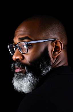 A distinguished Black man with a beard featuring grey streaks, showcasing wisdom and character