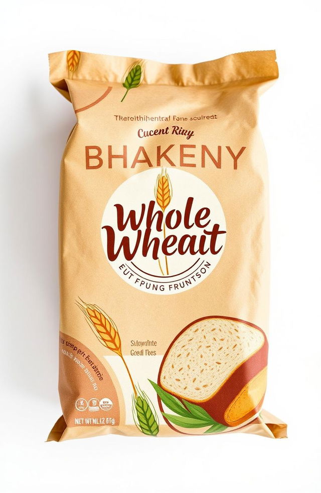 A beautifully designed bakery package featuring a whole wheat logo prominently displayed