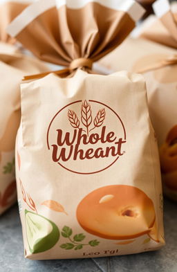 A beautifully designed bakery package featuring a whole wheat logo prominently displayed