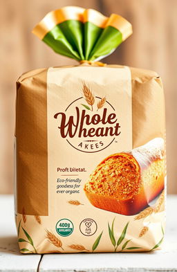 A beautifully designed bakery package featuring a whole wheat logo prominently displayed