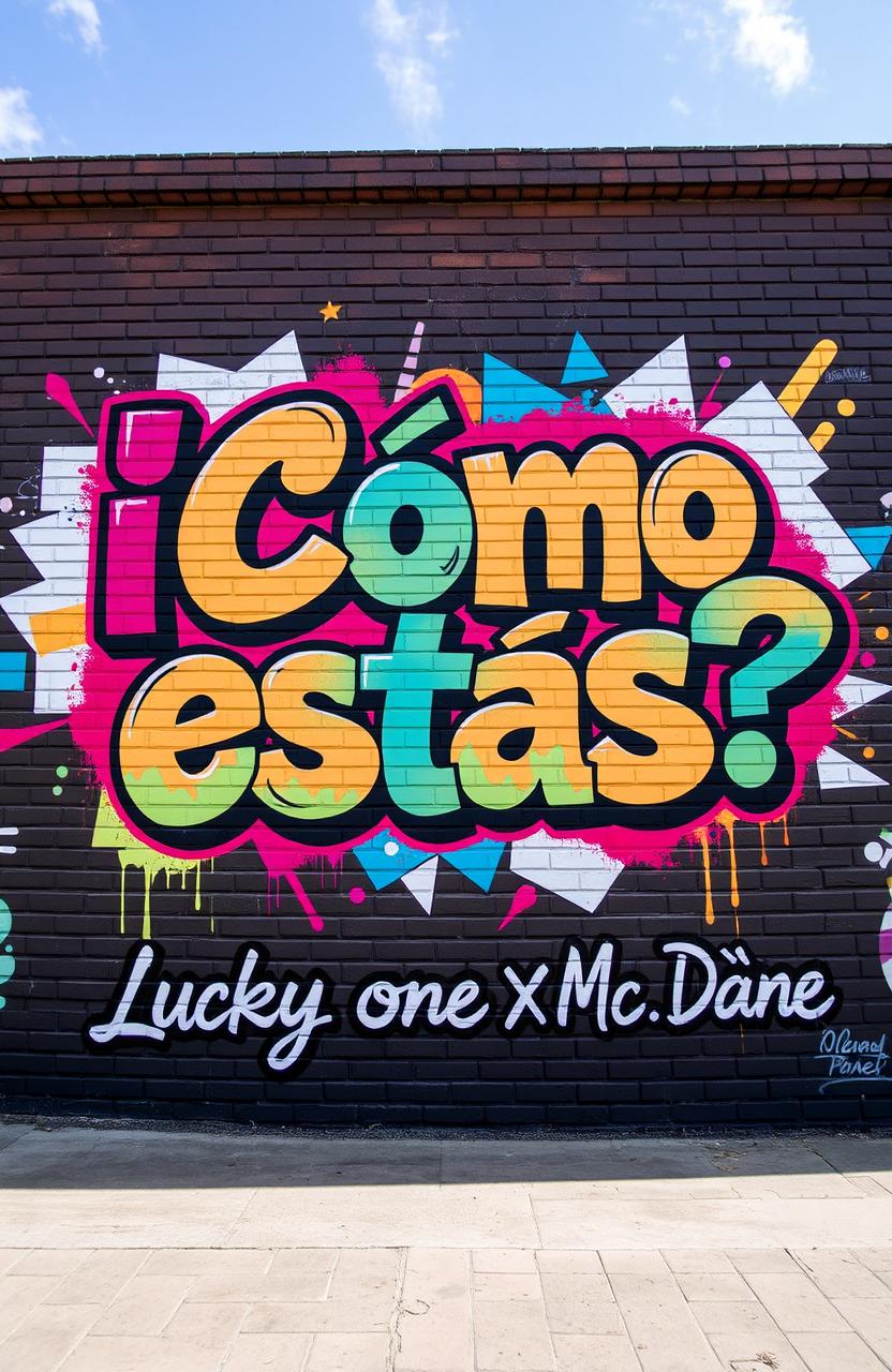 A vibrant graffiti mural on a large brick wall, featuring the words '¿Cómo estás?' artistically painted in bold, colorful letters