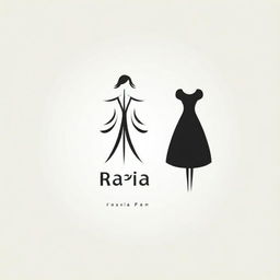 Design a chic logo for a fashion and clothing company called 'Ravia Pan'. The concept should include elements like a draping doll and sewing tools, representing the creative and craftsmanship aspects of the fashion business.