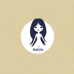 Design an elegant logo for a fashion and clothing company named 'Ravia Pan'. Incorporate one or two elements such as a draping doll, scissors, a measuring tape, or a strand of fiber to symbolize the craft behind the brand.