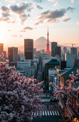 A stunning aerial view of Tokyo showcasing the contrast of modern skyscrapers and traditional Japanese architecture
