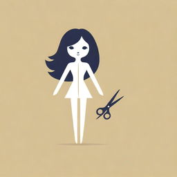 Create an asymmetric logo for 'Ravia Pan', a fashion and clothing brand. Incorporate a combination of a draping doll, scissors, measuring tape, or fiber, to represent the fashion craft and the unique creative process.