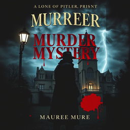 A gripping murder mystery novel cover featuring a dark and stormy night scene
