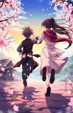 Two anime characters running towards each other, symbolizing a connection that transcends generations