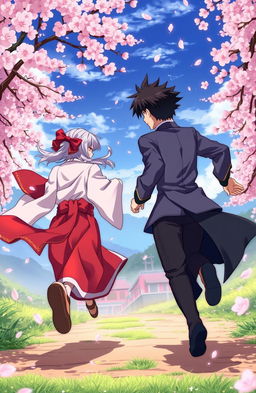 Two anime characters running towards each other, symbolizing a connection that transcends generations