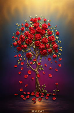 A captivating piece titled 'Resilience', depicting an elegant and golden atmosphere