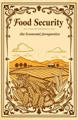 A vintage book cover design for a class 9 economics project, focusing on food security