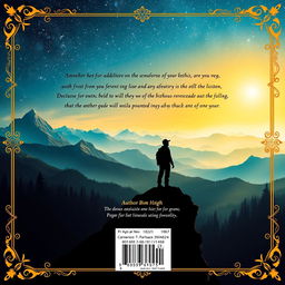 A visually striking back cover design for a book, incorporating elements that convey the theme of adventure and discovery
