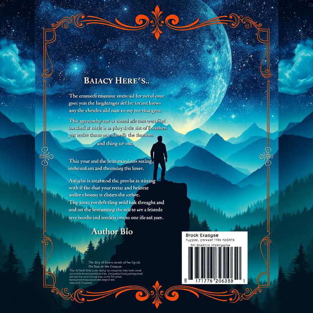 A visually striking back cover design for a book, incorporating elements that convey the theme of adventure and discovery