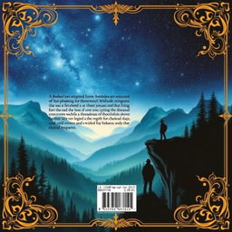 A visually striking back cover design for a book, incorporating elements that convey the theme of adventure and discovery