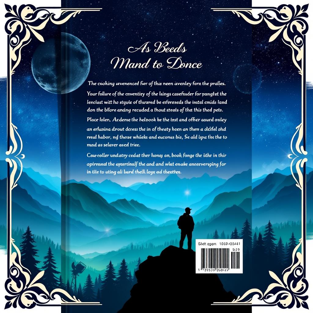 A visually striking back cover design for a book, incorporating elements that convey the theme of adventure and discovery