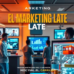 A movie poster for 'El Marketing Late' featuring Msc Yobanny Carrillo, centered on advertising, marketing, sales, and social media within the pharmaceutical and medical industries