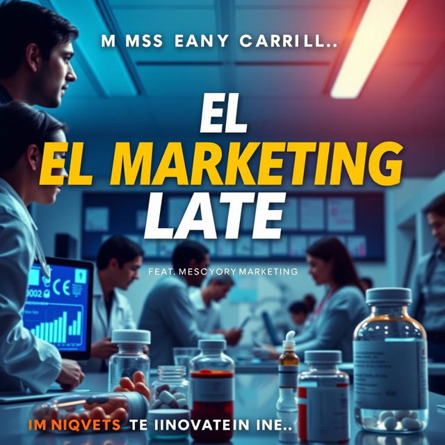 A movie poster for 'El Marketing Late' featuring Msc Yobanny Carrillo, centered on advertising, marketing, sales, and social media within the pharmaceutical and medical industries