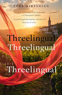 A visually striking book cover for 'Threelingual', showcasing the interconnectedness of three languages: English, Romanian, and Serbian