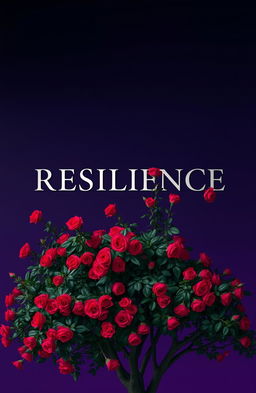 An elegant silver inscription of the word 'RESILIENCE' on a gradient background transitioning from dark blue to purple