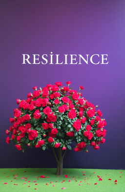 An elegant silver inscription of the word 'RESILIENCE' on a gradient background transitioning from dark blue to purple