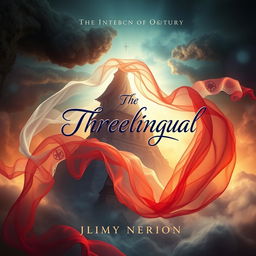 A captivating book cover design for 'Threelingual', a poetry collection that intertwines passion with mystery