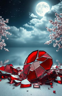A beautiful, artistic representation of 'Kepingan Hati yang Terluka' (Pieces of a Wounded Heart)