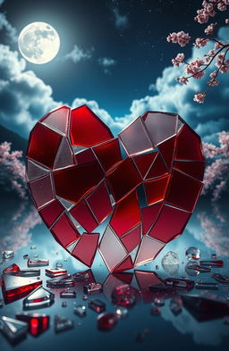 A beautiful, artistic representation of 'Kepingan Hati yang Terluka' (Pieces of a Wounded Heart)