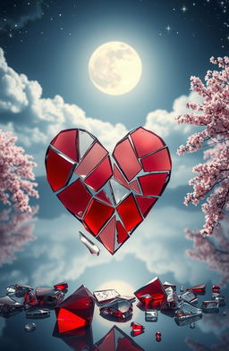 A beautiful, artistic representation of 'Kepingan Hati yang Terluka' (Pieces of a Wounded Heart)