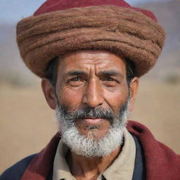 A traditional Chitrali man from Pakistan, wearing a Pakol hat and exuding warmth and hospitality.