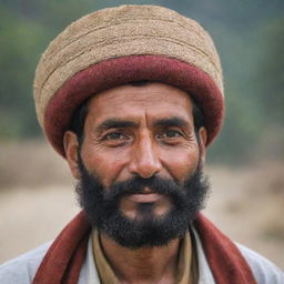 A traditional Chitrali man from Pakistan, wearing a Pakol hat and exuding warmth and hospitality.