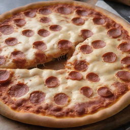 An irresistibly mouthwatering pizza, piled high with layers of molten, gooey cheese that stretches with every slice.