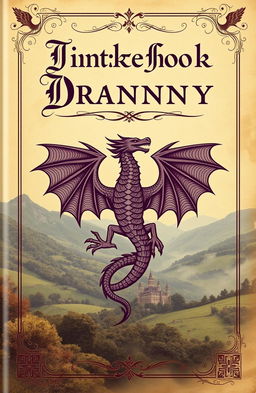 A vintage fantasy book cover featuring a large, intricately designed dragon symbol at the center