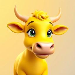 A captivating 3D PFP (Profile Picture) of a bright yellow cow that immediately grabs attention with its vivid color and playful expression