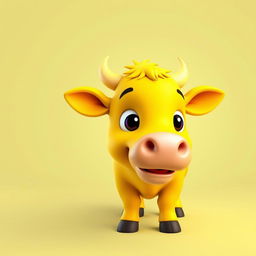 A captivating 3D PFP (Profile Picture) of a bright yellow cow that immediately grabs attention with its vivid color and playful expression