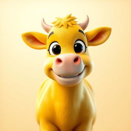 A delightful 3D PFP (Profile Picture) featuring a bright yellow cow that captures attention with its vivid, eye-catching color and cheerful demeanor
