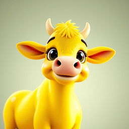 A delightful 3D PFP (Profile Picture) featuring a bright yellow cow that captures attention with its vivid, eye-catching color and cheerful demeanor