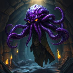 An encapsulating view of a mind flayer, a classic fantasy creature from role-playing games