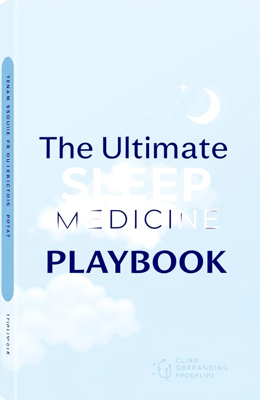 A professional and visually appealing binder cover design for a clinic titled 'The Ultimate Sleep Medicine Playbook'