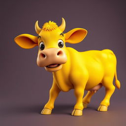 A striking 3D PFP (Profile Picture) of a vividly bright yellow cow that fascinates and delights onlookers with its radiant color