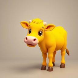 A striking 3D PFP (Profile Picture) of a vividly bright yellow cow that fascinates and delights onlookers with its radiant color