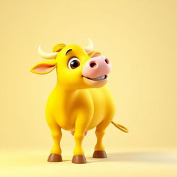 A charming 3D profile picture (PFP) featuring an exceptionally bright yellow cow that captivates viewers with its vivid color